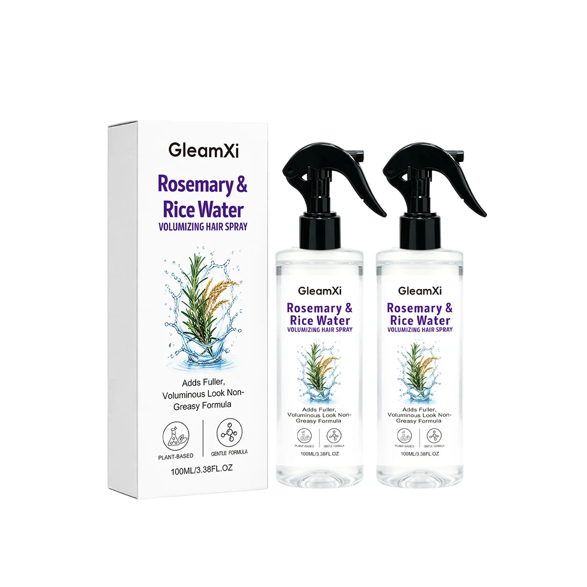 Rosemary & Rice Water Hair Spray Made with 100% Natural Extracts Lightweight Non-Greasy Formula for Softer Smoother-Looking Hair
