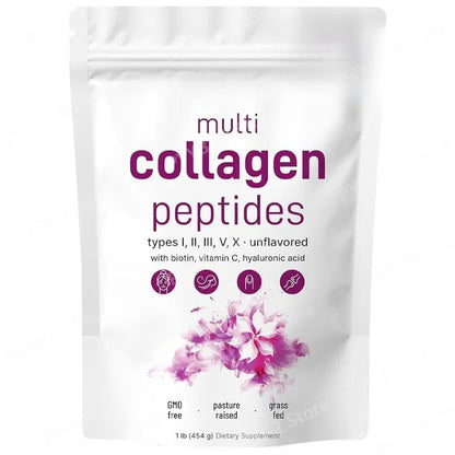 Multi-Collagen Peptides Powder – Hydrolyzed Collagen Blend with Vitamin C & Biotin Supports Skin,Hair and Nail Health 454G/1Lb