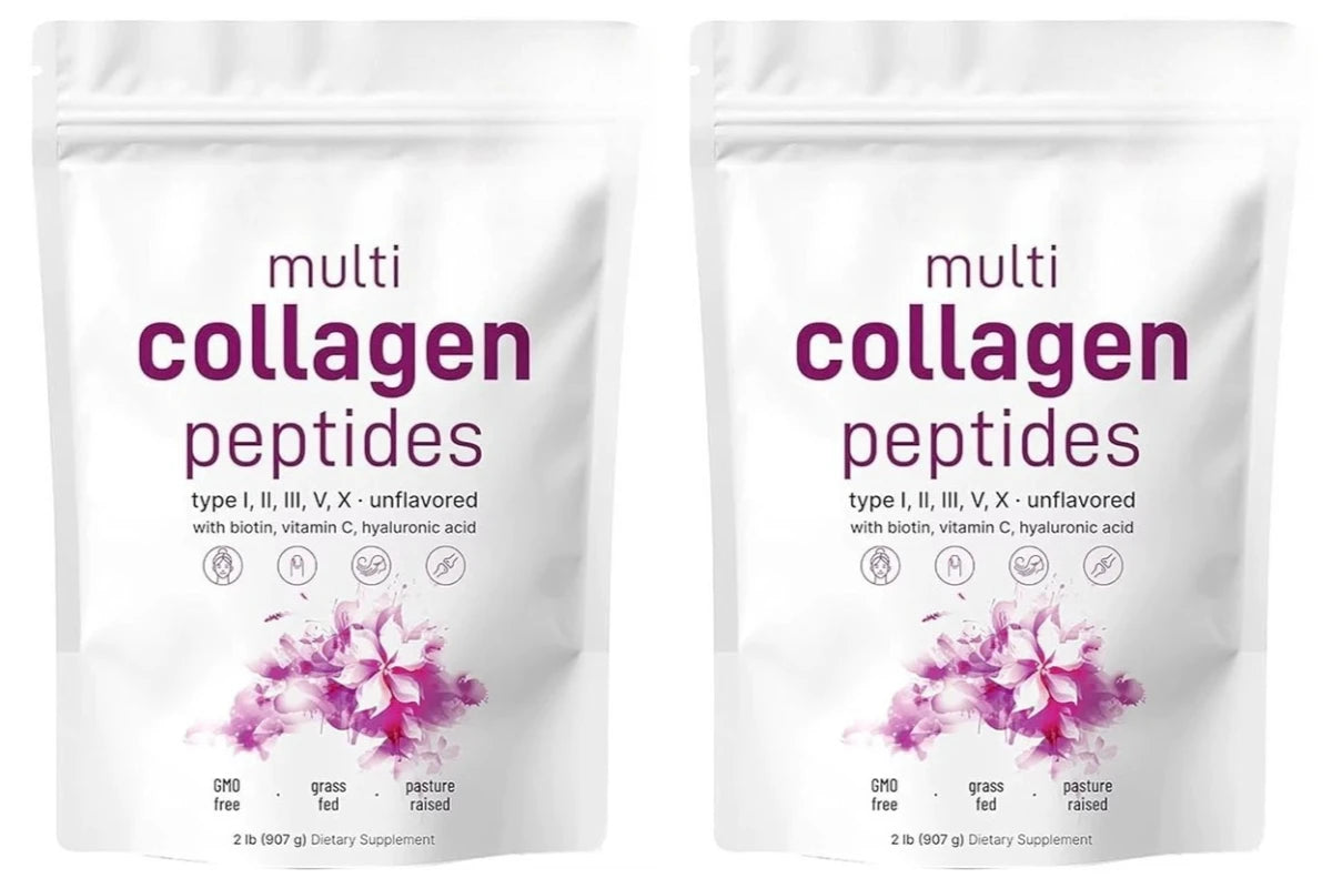 Multi-Collagen Peptides Powder – Hydrolyzed Collagen Blend with Vitamin C & Biotin Supports Skin,Hair and Nail Health 454G/1Lb