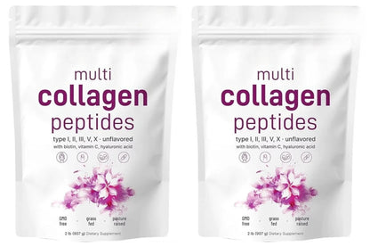 Multi-Collagen Peptides Powder – Hydrolyzed Collagen Blend with Vitamin C & Biotin Supports Skin,Hair and Nail Health 454G/1Lb