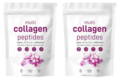 Multi-Collagen Peptides Powder – Hydrolyzed Collagen Blend with Vitamin C & Biotin Supports Skin,Hair and Nail Health 454G/1Lb