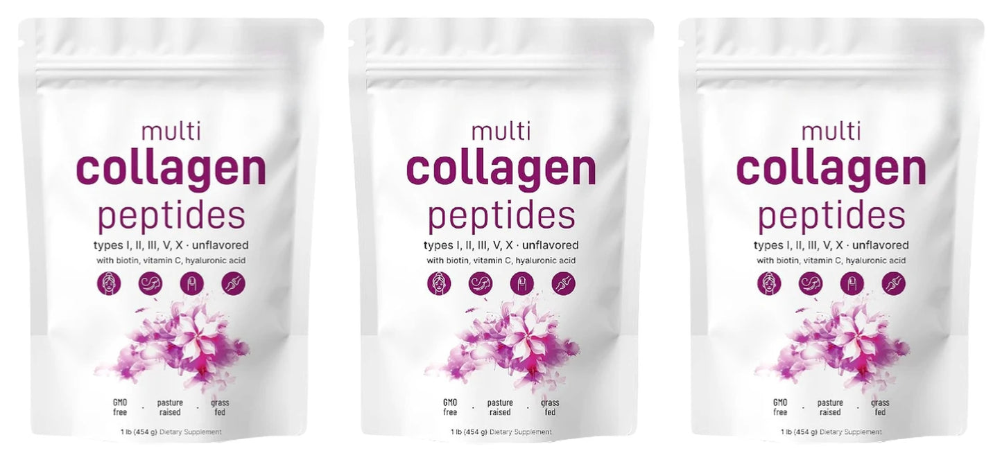 Multi-Collagen Peptides Powder – Hydrolyzed Collagen Blend with Vitamin C & Biotin Supports Skin,Hair and Nail Health 454G/1Lb