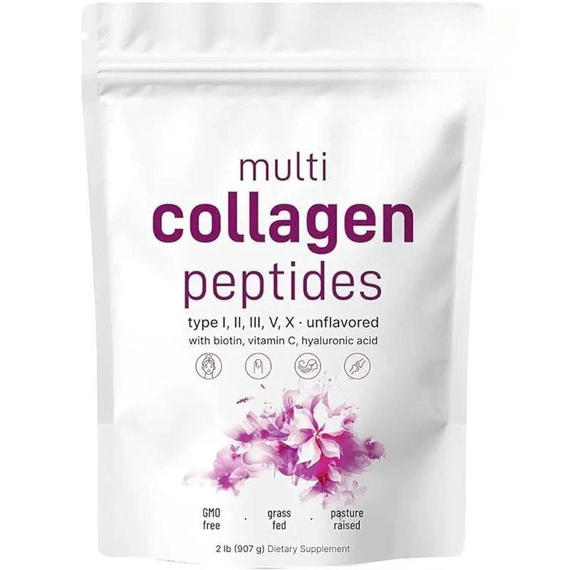 Multi-Collagen Peptides Powder – Hydrolyzed Collagen Blend with Vitamin C & Biotin Supports Skin,Hair and Nail Health 454G/1Lb